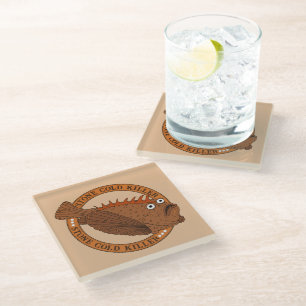 Australischer Riff Stone Fish Funny Cartoon Glasuntersetzer
