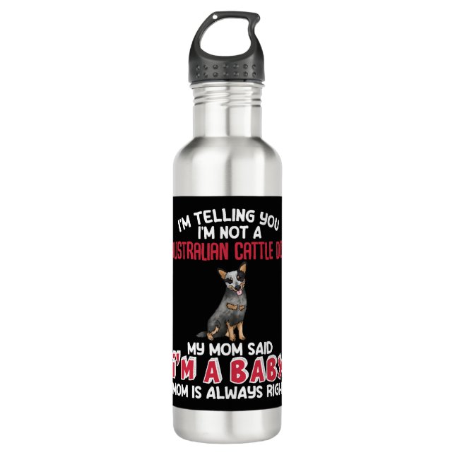 Australischer Rind Dog Funny Zitat Edelstahlflasche (Vorderseite)