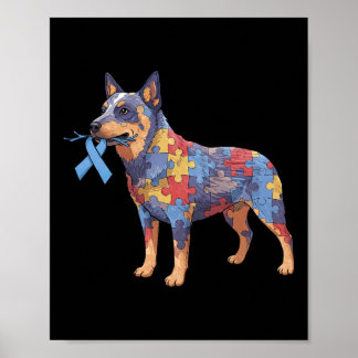 Australischer Rind Dog Puzzle Autism Wome Poster