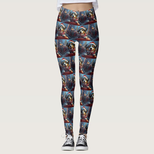 Australischer Rind Dog Roller Untersetzer Weihnach Leggings (Vorderseite)