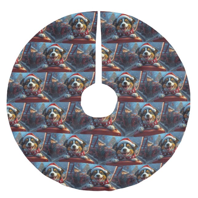 Australischer Rind Dog Roller Untersetzer Weihnach Polyester Weihnachtsbaumdecke (Vorderseite)