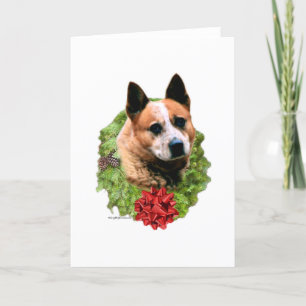 Australischer Rinder-Hund Wreath Feiertagskarte