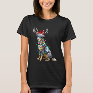 Australischer Rinder Weihnachtsbeleuchtung Santa H T-Shirt
