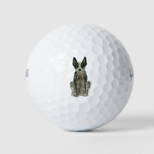 Australischer Rinderhund Blue Heeler Golf Balls Golfball (Vorderseite)