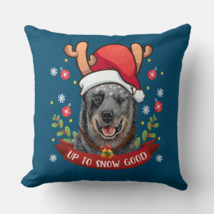 Australischer Rinderhund Blue Heeler Reindeer Chri Kissen