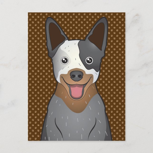 Australischer Rinderhund Cartoon Paws Postkarte (Vorderseite)