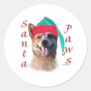 Australischer Rinderhund Dog Santa Paws Runder Aufkleber