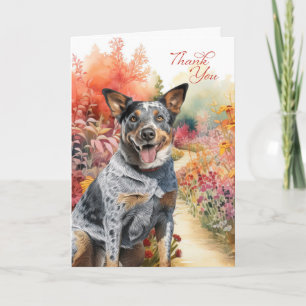 Australischer Rinderhund farbenfroher Garten Pfad Dankeskarte