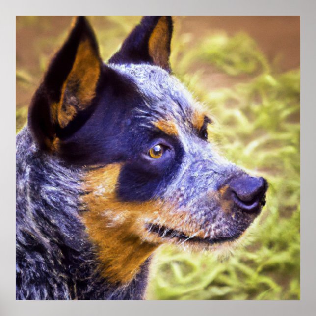 Australischer Rinderhund - Hundeportrait Poster (Vorne)