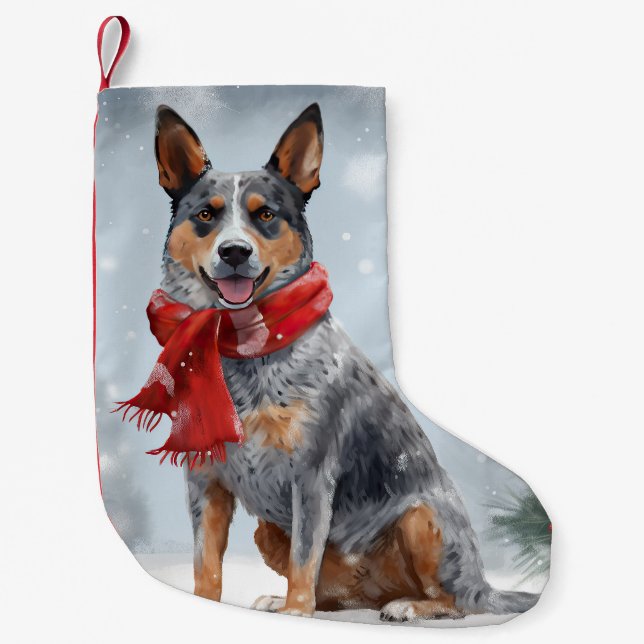 Australischer Rinderhund im Schnee Weihnachten Kleiner Weihnachtsstrumpf (Vorderseite)