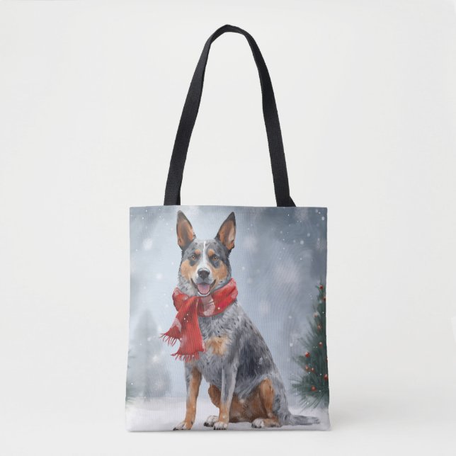 Australischer Rinderhund im Schnee Weihnachten Tasche (Vorderseite)