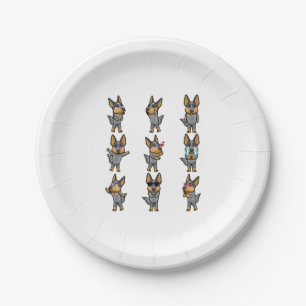 Australischer Rinderhund Kawaii Emoticon Pappteller