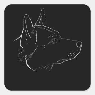 Australischer Rinderhund    Line Art   Geschenkide Quadratischer Aufkleber