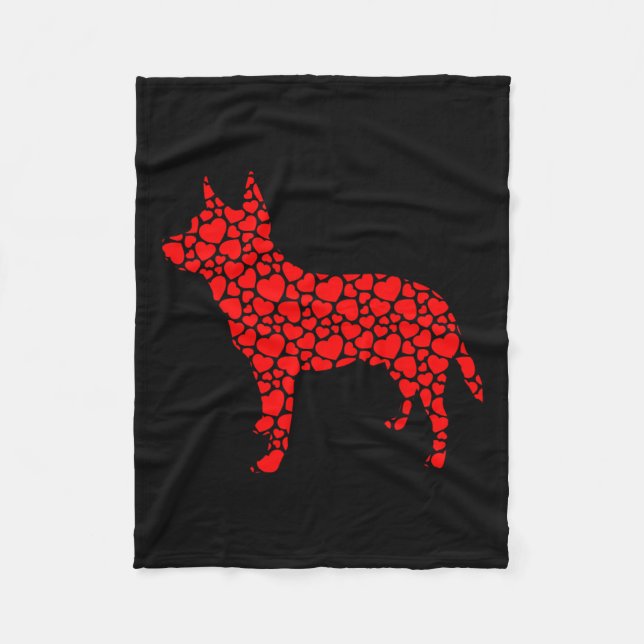 Australischer Rinderhund Niedliche Silhouette Herz Fleecedecke (Vorderseite)
