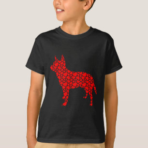 Australischer Rinderhund Niedliche Silhouette Herz T-Shirt