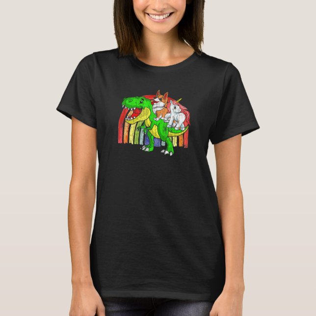 Australischer Rinderhund Unicorn Dinosaur Rex T-Shirt (Vorderseite)
