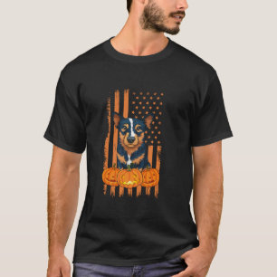 Australischer Rinderhund USA Flag Patriotisches Ha T-Shirt