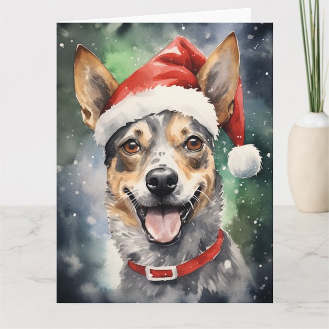 Australischer Rinderhund Weihnachtsfeiern Karte (Vorderseite)