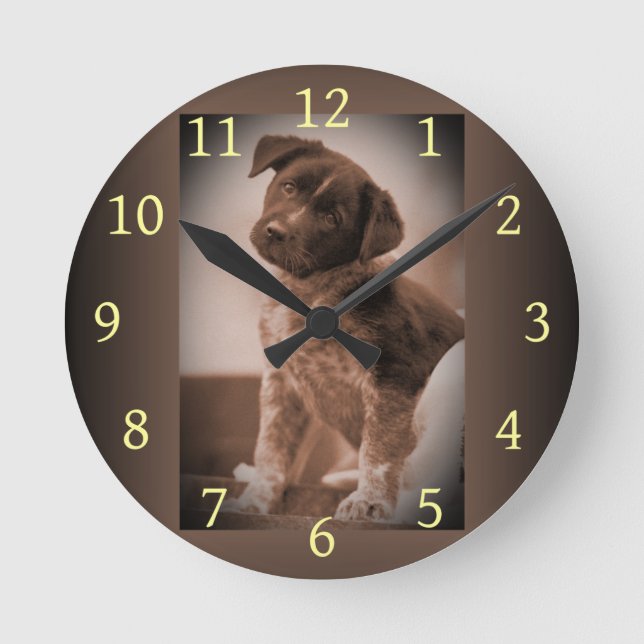 Australischer Rinderhund ~ Welpe ~ Mascot 1943 WW  Runde Wanduhr (Vorderseite)