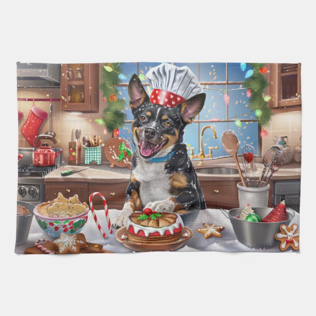 Australischer Rinderurlaub Backen Weihnachten Geschirrtuch (Horizontal)