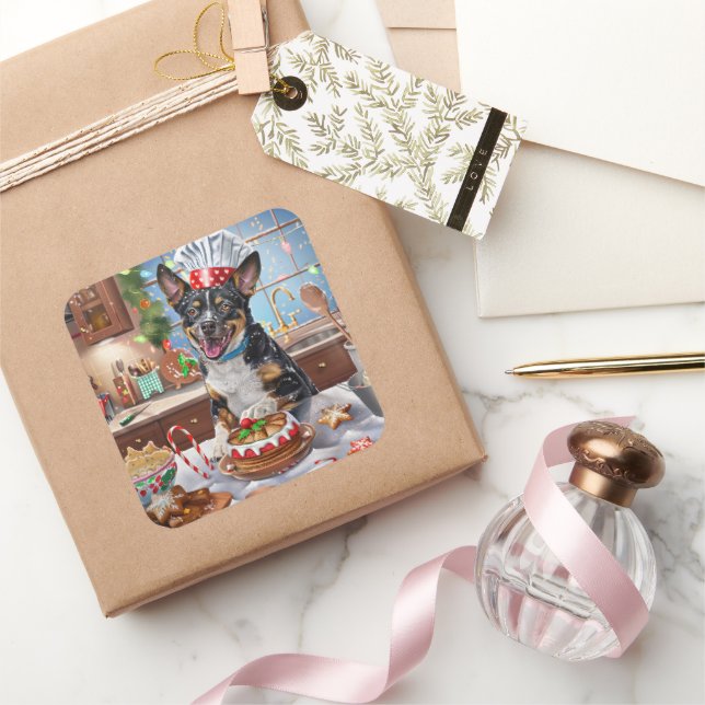 Australischer Rinderurlaub Backen Weihnachten Quadratischer Aufkleber (Schenken)
