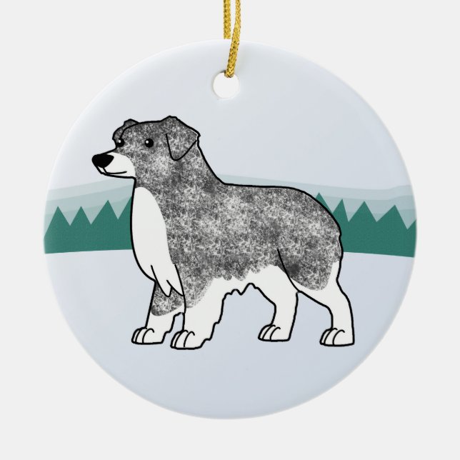 Australischer Schäfer blaue Merle Keramik Ornament (Vorne)