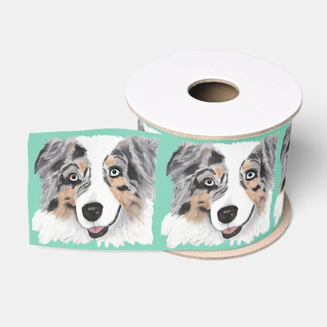 Australischer Schäfer blauer Merle HundeGrosgrain Ripsband (Spule)