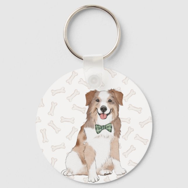 Australischer Schäfer Dog Illustration Schlüsselan Schlüsselanhänger (Vorderseite)
