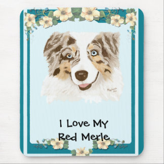 Australischer Schäfer - i-Liebe mein roter Merle Mousepad