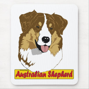 Australischer Schäfer Kopf rotes Tri gefärbt Mousepad