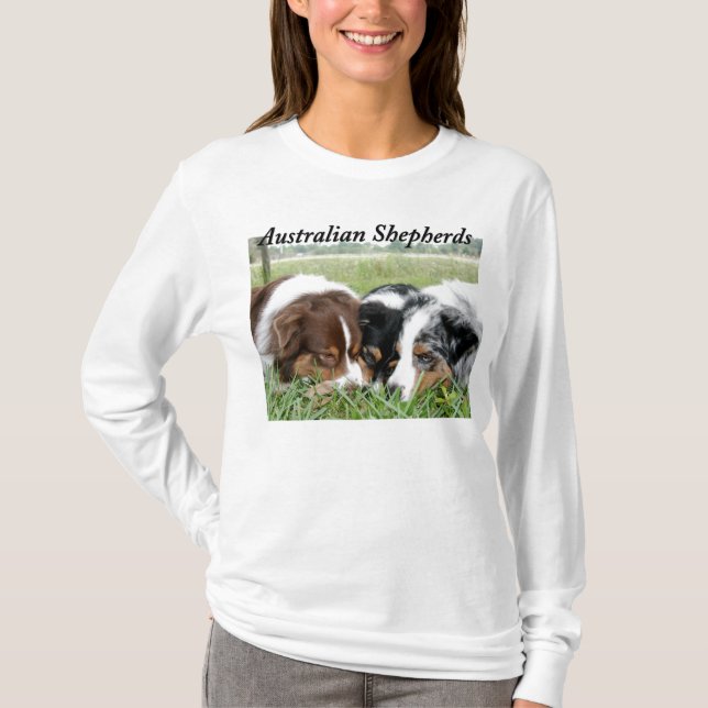 Australischer Schäfer-langer Hülsen-T - Shirt (Vorderseite)