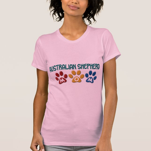 AUSTRALISCHER SCHÄFER-MAMA Tatzen-Druck T-Shirt (Vorderseite)
