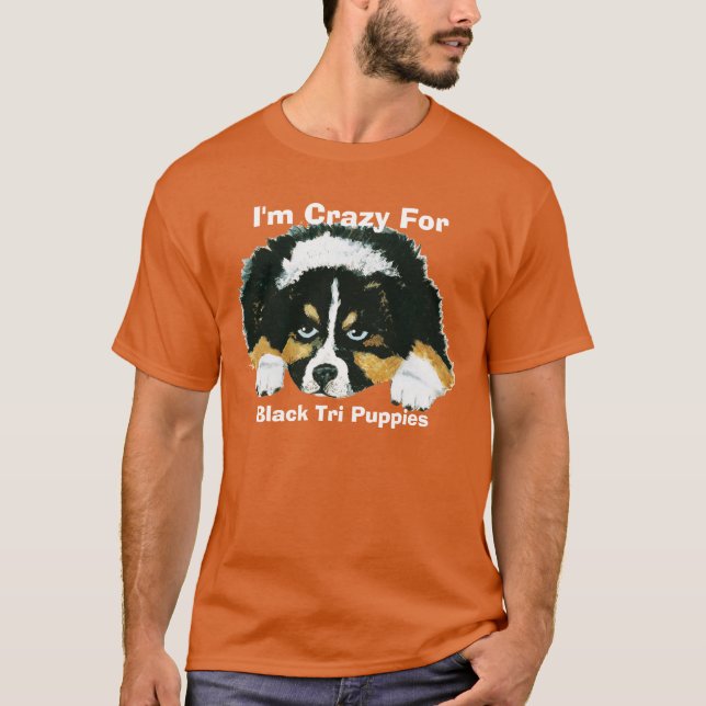 Australischer Schäfer verrückt für schwarze Tri T-Shirt (Vorderseite)