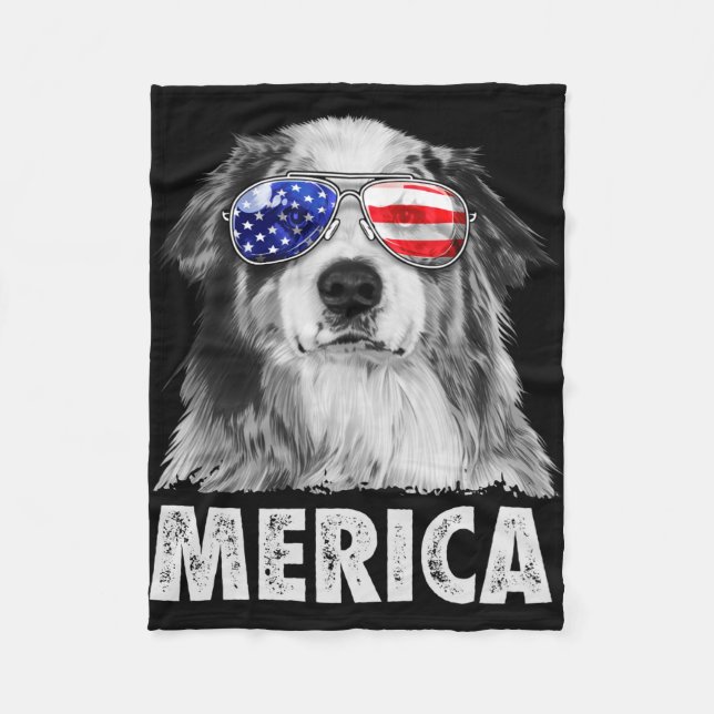 Australischer Schäferhund 4. Juli Amerika Fleecedecke (Vorderseite)