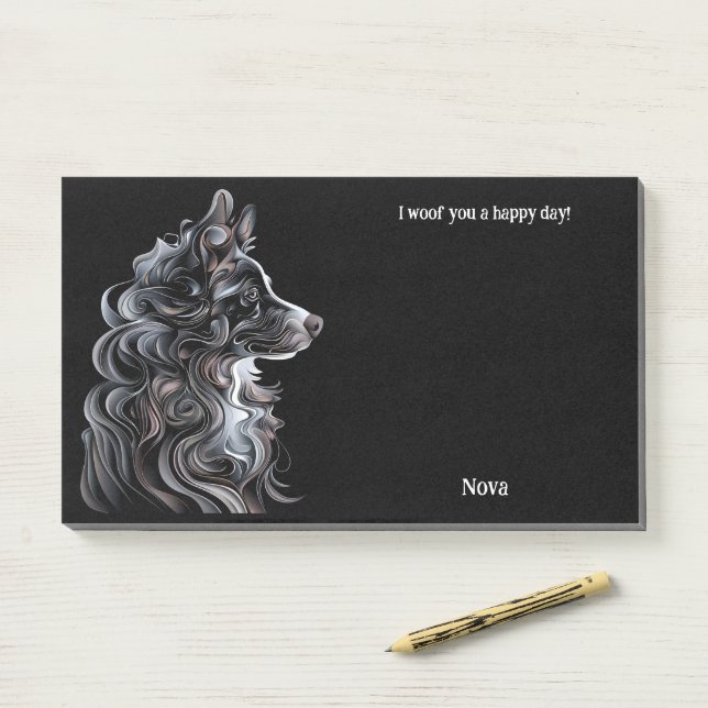 Australischer Schäferhund Abstrakt Art Dog Name Post-it Klebezettel (Auf Schreibtisch)
