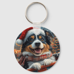 Australischer Schäferhund Achterbahn Weihnachten Schlüsselanhänger