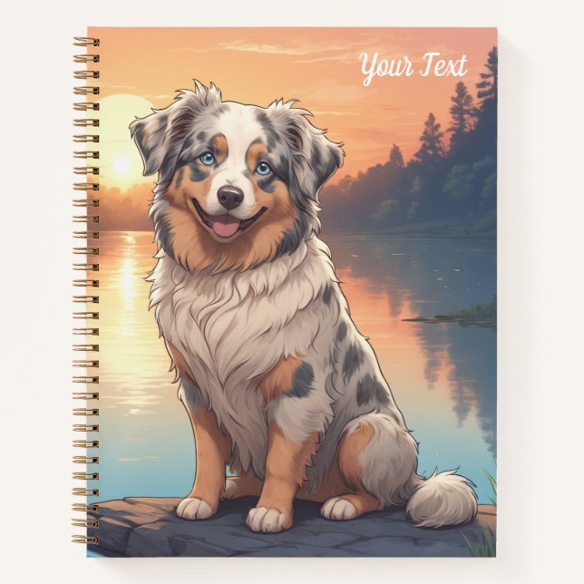 Australischer Schäferhund am See Notizbuch (Vorderseite)