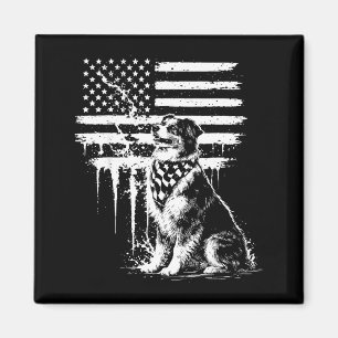 Australischer Schäferhund amerikanische Flagge 4. Magnet