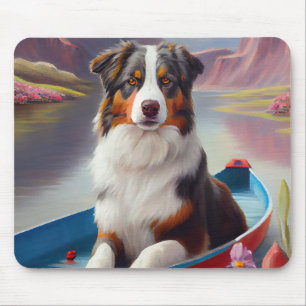 Australischer Schäferhund auf dem Paddel: Ein land Mousepad