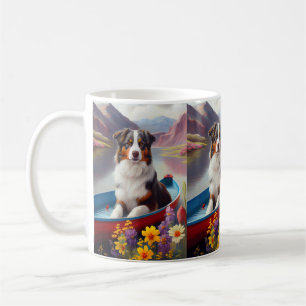 Australischer Schäferhund auf Paddle: Ein Landscha Kaffeetasse
