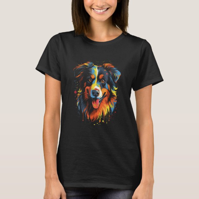 Australischer Schäferhund Aussie Retro-Design T-Shirt (Vorderseite)