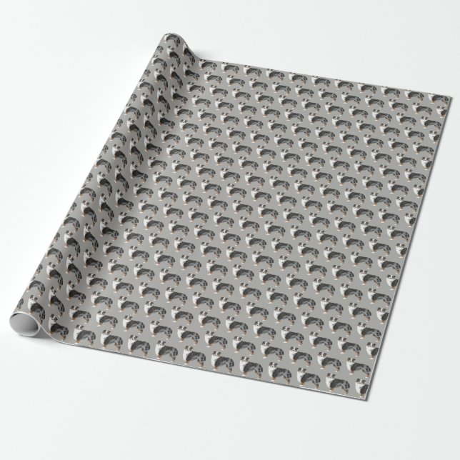 Australischer Schäferhund Blue Merle Wrapping Pape Geschenkpapier (Ungerollt)
