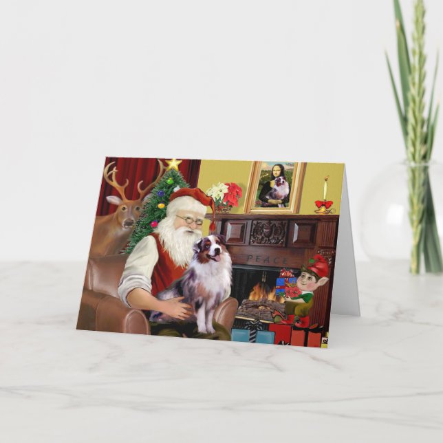 Australischer Schäferhund des Weihnachtsmanns (nur Feiertagskarte (Vorderseite)