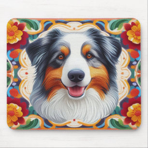 Australischer Schäferhund Dog Floral farbenfrohe G Mousepad