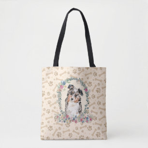 Australischer Schäferhund Dog Paw Print & Dog Bone Tasche