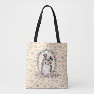 Australischer Schäferhund Dog Paw Print & Dog Bone Tasche