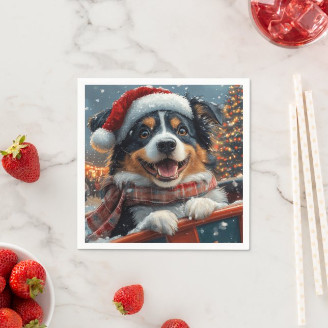Australischer Schäferhund Dog Roller Untersetzer W Serviette (Beispiel)