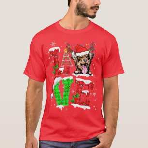 Australischer Schäferhund Dog Tree Weihnachtslicht T-Shirt