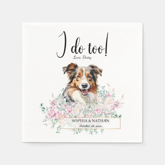 Australischer Schäferhund Dog Wedding Cocktail Nap Serviette (Vorderseite)