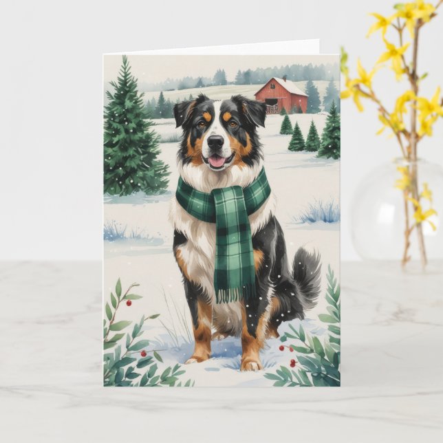 Australischer Schäferhund Dog Weihnachtsgrüßen Karte (Gelbe Blume)